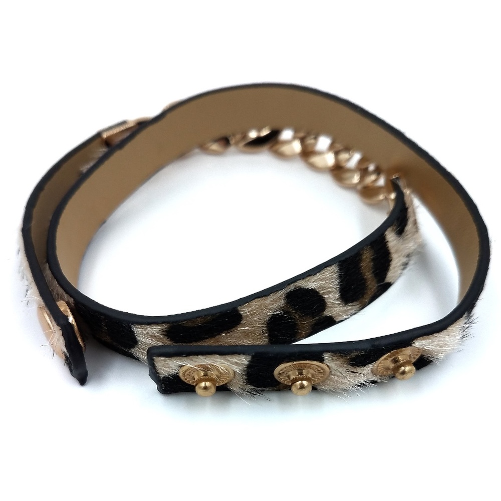 Leopard  gold chain wrap bracelet animal print - Picture 3 of 8